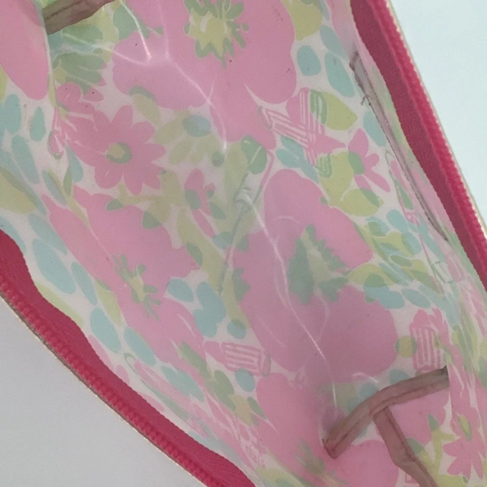 Lilly Pulitzer Estee Lauder Women Makeup Bag Pink Green Floral Travel Pouch